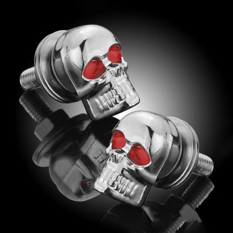 Pack of 4 3D Skeleton Motorcycle License Plate Screw Fixings,