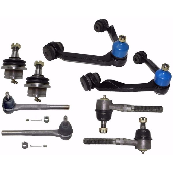 8 Pc Kit Front Inner Outer Tie Rod Ends Lower Ball Joints Upper Control Arms with Ball Joints
