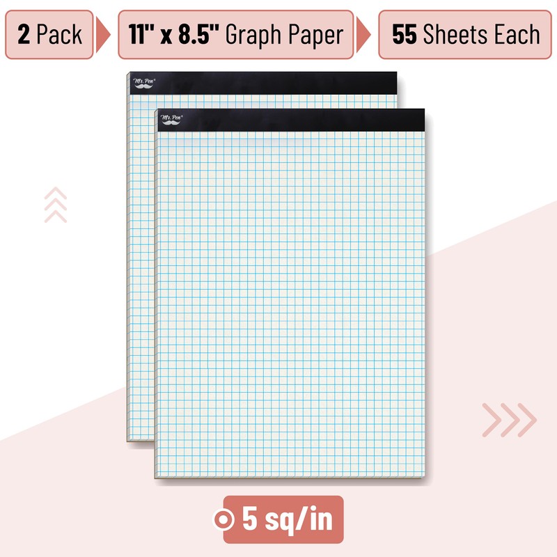 Mr. Pen- Graph Paper pads 8.5 x 11 Inches, 2