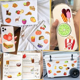 100Pcs Food and Fruit Stickers for Kids Realistic Food Fruit Stickers for Scrapbooking Cute Food and Vegetable Big Stickers for Water Bottles Waterproof