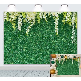 Green Leaves Backdrop Nature Green Leaf White Flower Wall Photography Background Wedding Bridal Shower Party Supplies Studio Photo Props 7x5FT