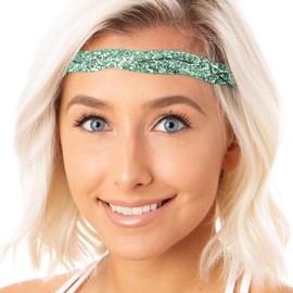 Hipsy REGULAR Size, Adjustable No Slip Sparkly Braided Bling Glitter Headband for Women Girls & Teens (Bling Glitter Seafoam Green)