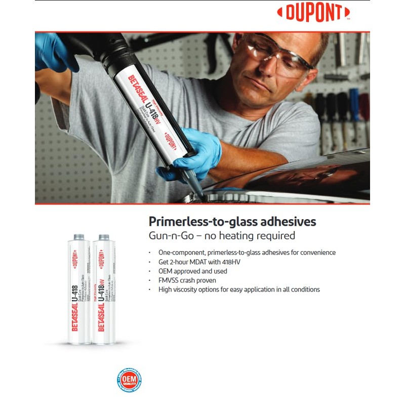 Betaseal U-418HV Automotive Windshield/Glass Adhesive - High Viscosity Urethane, Primerless