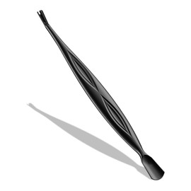 BALUCA 2-in-1 Cuticle Pusher & Trimmer with Fork – Professional Stainless Steel Nail Cuticle Remover Tool for Pain-Free Manicure & Pedicure – Durable Metal Cuticle Nippers and Scraper, Black