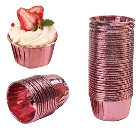 CTForest Pack of 50 aluminium foil cupcakes, paper muffin cases, cupcake baking cups with lid, suitable for birthday parties, holiday parties