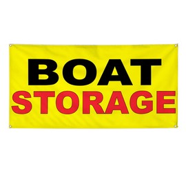 Vinyl Banner Multiple Sizes Boat Storage Black Red Business Outdoor Weatherproof Industrial Yard Signs 10 Grommets 60x144Inches