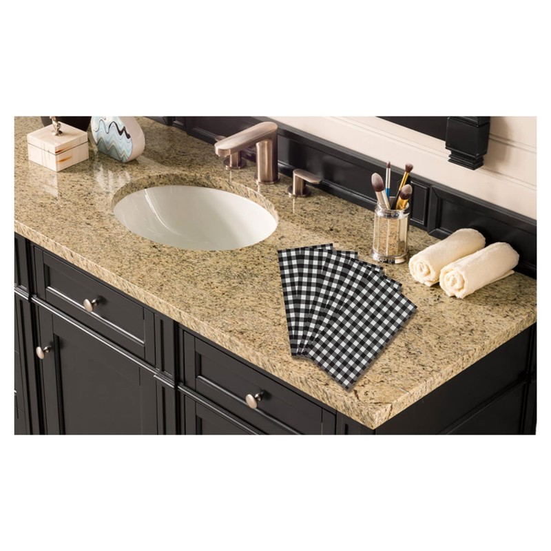 Black & White Buffalo Plaid Disposable Bathroom Guest Towels Check