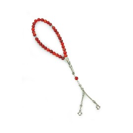 ihvan online, Islamic Prayer Beads (8 mm - 33 Beads), Natural Stone Muslim Prayer Bead, Daily Dhikr Tasbeeh, Subha Tasbih Gift for Ramadan Hajj Umrah, Agate Stone, Orange