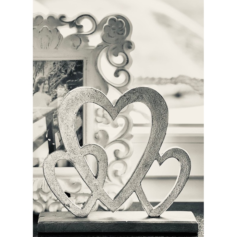 Brandsseller Decorative Stand Hearts Aluminium Approx. 23 x 21 cm