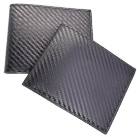 2er Set Herren Portemonnaie mit Münzfach und Ausweisfenster, Slim Geldbörse 12×9,5×1,5 cm mit Kartenfächern und Scheinfach, klassische Geldtasche für Männer in Carbon-Optik für Alltag und Reise