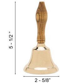 Bevin Bells Solid Brass Hand Bell | 2HB | New England Hardwood Handle | Elegant Hand Call Bell | Noise Makers | Loud Brass Bells | Easy to Grip Handle | Teacher Handheld Bell | Made in CT, USA