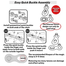 4 Pair Bicycle Chain Links, 12 Speed Bicycle Chain Lock Steel Bicycle Missing Link Bicycle Chain Connector Parts (Silver)