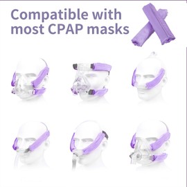 4 Pack Satin Mask Strap Covers, Face Cushion Cover for Strap Headgear, Universal and Reusable Comfort Pads, C Papa Accessories & Supplies Mask Cover Headgear Pads for Reducing Red Marks (Purple)