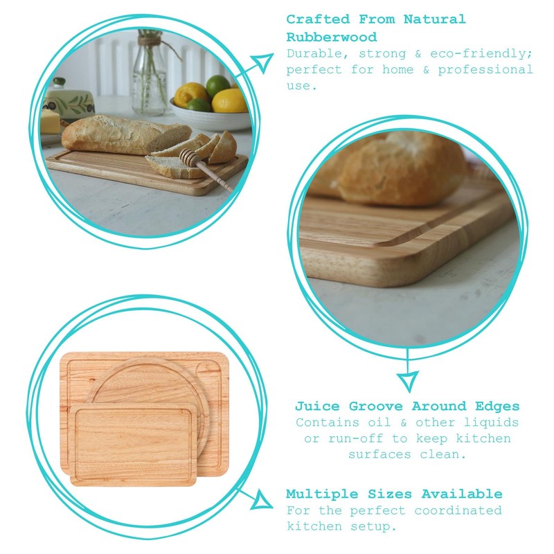 Argon Tableware Wooden Chopping Board - 30x20x2cm Butchers Block Wood