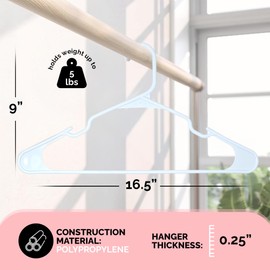 Plastic Hangers 50 Pack, Strong Space Saving Clothes Hanger, Made in USA, Perfect Shirt or Coat Plastic Hanger, with Shoulder Grooves, White, Notched