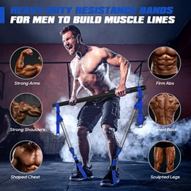 KUTIZE Pilates Bar Kit with Resistance Bands, 3-Section Multifunctional Yoga Exercise Bar with Handles, 270lbs Portable Pilates Equipment for Men Full-Body Workouts at Home Gym, Travel Gym Pilates Kit