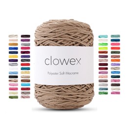Clowex Polyester Soft Macrame Cord 2.5-3mm, 191 Yards x 1/9 inc Turkish Polyester Rope, Braided Macrame Yarn for DIY Crafts, Plant Hanger, Wall Hanging, Macrame Bag