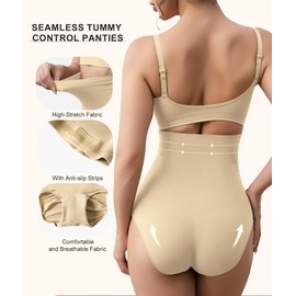 Mobeso Women's High Waisted shapewear for Body Shaper - Seamless Tummy Control Panties Underwear Apricot