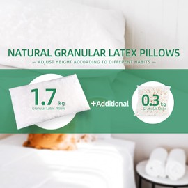 CottonColors Adjustable Shredded Premium Latex Pillow, 100% Talalay Extra Soft Latex Pillow Hotel Collection Grade for Sleeping - Queen Size 2 Unit