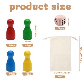 TenaLucy 171 Piece Wooden Toy Figures for Board Games, Toy Figures for Board Games, Colourful Halma Gel Colourful Wooden Toy Figures for Board Games, Wooden Dolls, Toy Cone Set