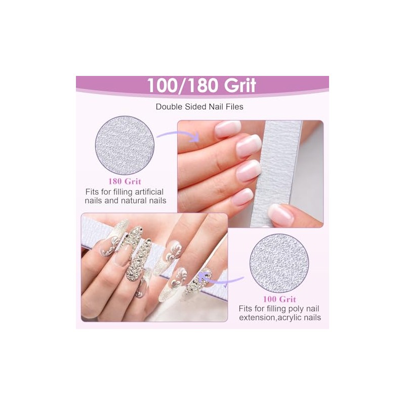 150 limas de uñas, grano 100/180, tableros de esmeril de