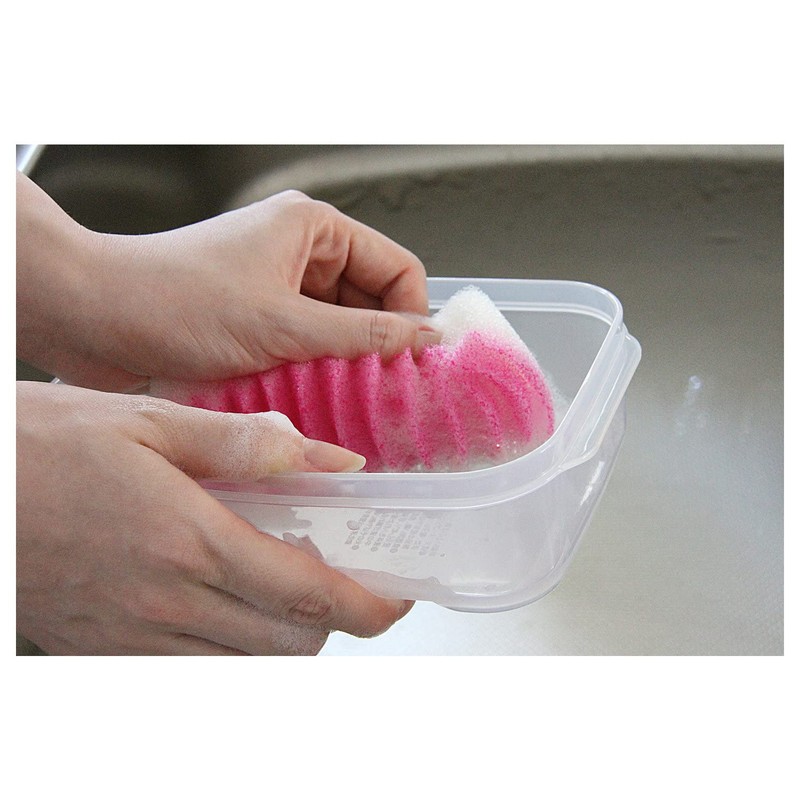 Aisen Durable Knurled Kitchen Sponge with Edges GIZA Pink Antibacterial