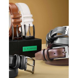 Marino’s Men Genuine Leather Dress Belt with Single Prong Buckle - Charcoal - 50 (Waist: 48)