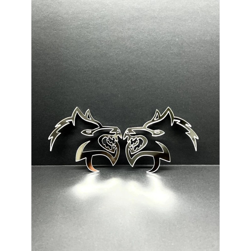 Emblem Badge Mirror Wolf Badges Emblem Car/Truck, (2) BADGES, Fender