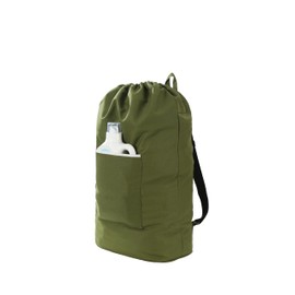 Canvas Laundry bag, Washable Laundry backpack, Adjustable Straps, Large Front Pocket, Drawstring Closure (ARMY GREEN, X-Large)