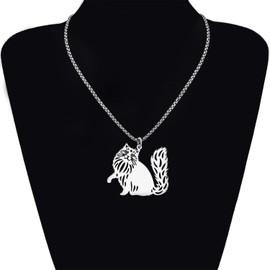 DOWAY Cute Cat Gifts for Cat Lovers Stainless Steel Cat Necklace Pendant 18K Gold Plated Cats Jewelry Gifts for Women Accessories (Ragdoll Cat Silver), Medium, Stainless Steel, No Gemstone