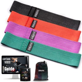 ATHLETIC AESTHETICS Premium Fitness Band Set [Fitness Bands Sets + Bag and Video Course] Mini Band Fitness Band Training Band Made of Fabric or Latex - Sports Bands Resistance Bands for Booty & Legs