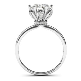 Solid Sterling Silver Romantic Flower Style 6-Prong Set 2.0 CT Simulated Diamond Engagement Ring (8.5)