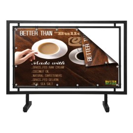 M&T Displays Floor Standing 42x24 inch Black Street Barrier Crowd Control Distancing Security - Black