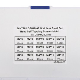 500pcs M2 M3 M4 304 Stainless Steel Pan Flat Head Self-Tapping Screws Assorted Kit