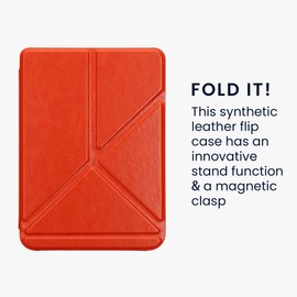 kwmobile Origami Case Compatible with Kobo Clara BW/Colour Case - Slim PU Leather Cover with Stand - Orange