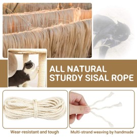 Parain Sisal Rope for Scratching Post, Cat Tree, Natural Sisal Rope, White, 6 mm, 10 m
