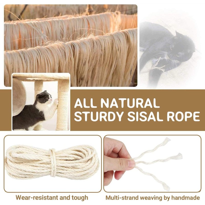 Parain Sisal Rope for Scratching Post, Cat Tree, Natural Sisal