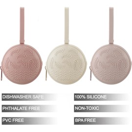 PandaEar 3 piezas portachupetes de silicona Estuche para chupetes de viaje Bolsa universal para chupetes Bolsa de chupetes para llevar Libre de BPA, Rosa., S