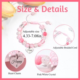 ZZLTAWS Birthday Bracelets Gifts for 1 2 3 4 5 6 7 8 Year Old Girls, Pink and white crystals Heart Charms Bracelets, Birthday Gifts for Girls Daughter Granddaughter Niece (1 year old)