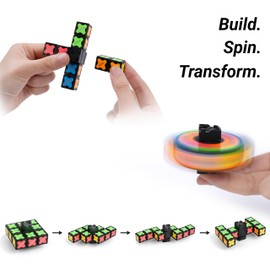 TOSY Magnet Fidget Spinner Mini - 8 Blocks, 3 in 1 Toy: Transformable Fidget Spinner, Infinity Cube, 2x2 Puzzle Cube, Easter Basket Stuffers for Kids/Adults, STEM Sensory Stress Relief Toy