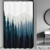JAWO RV Shower Curtain Gradient Ombre Mountain Forest Landscape for