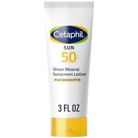 CETAPHIL Sheer Mineral Sunscreen Lotion for Face & Body | 3 fl oz | 100% Mineral Sunscreen SPF 50
