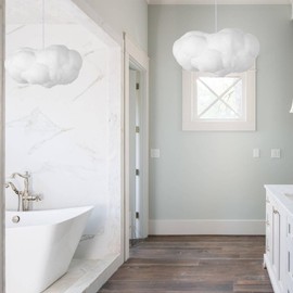 Arturesthome 2-Light White Cloud Pendant Light,Modern Fluffy Cotton Chandelier LED Ceiling Hanging Light Fixture for Bedroom Hotel Restaurant Cafe-19.65in