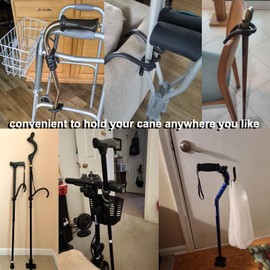 BTREEFLO Cane Holder 2 Pack Walking Stick Holder Crutches Flexible Hook Purple Reacher Grabber Holder Holds Canes Within Reach Walker Accessory for Mobility Scooter, Table, Wheelchair, Rollator