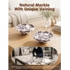Marble Decorative Tray, 7" Round Marble Tray with Legs, Calacatta