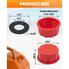 Seppicsa 10 PCS Gallon Gas Can Caps, 5 Gallon Coarse Thread Gas Lid for Gasoline, Plastic and Metal Gas Tank Lid, Portable Diesel Fuel Can Cover, Universal Automotive Gas Spout Cap Replacement（Red）