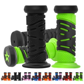 TOKSEO Black and Green Bicycle Grips Children, Safety Thanks to Impact Protection, Grips Children's Bicycle 22 mm Calibre, 95 mm Length Rubber Handlebar Grips Bicycle Children for Scooter, Balance