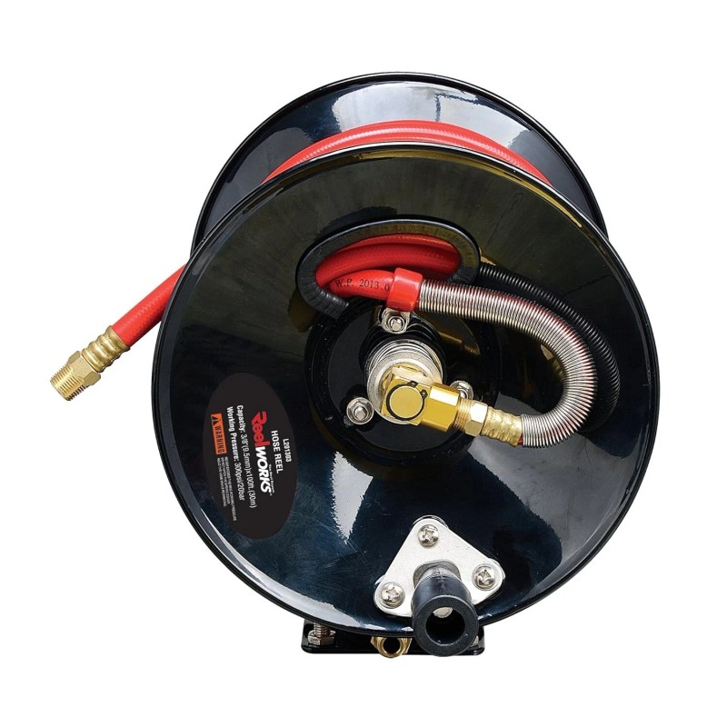 Reelworks Air Hose Reel Tool Retractable Hand Crank 3/8" Inch