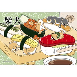 Yanoman (Made in Japan) 70 Piece Jigsaw Puzzle Prism Art Petit Umai! Shiva Inu SUSHI Heaven (3.9 x 5.8 inches (10 x 14.7 cm) 97-314 Piece with Request Postcard