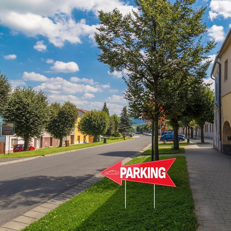BLSUREFYX 5pcs Arrow Parking Signs with Stake 14.4"x5.5" Double Sided